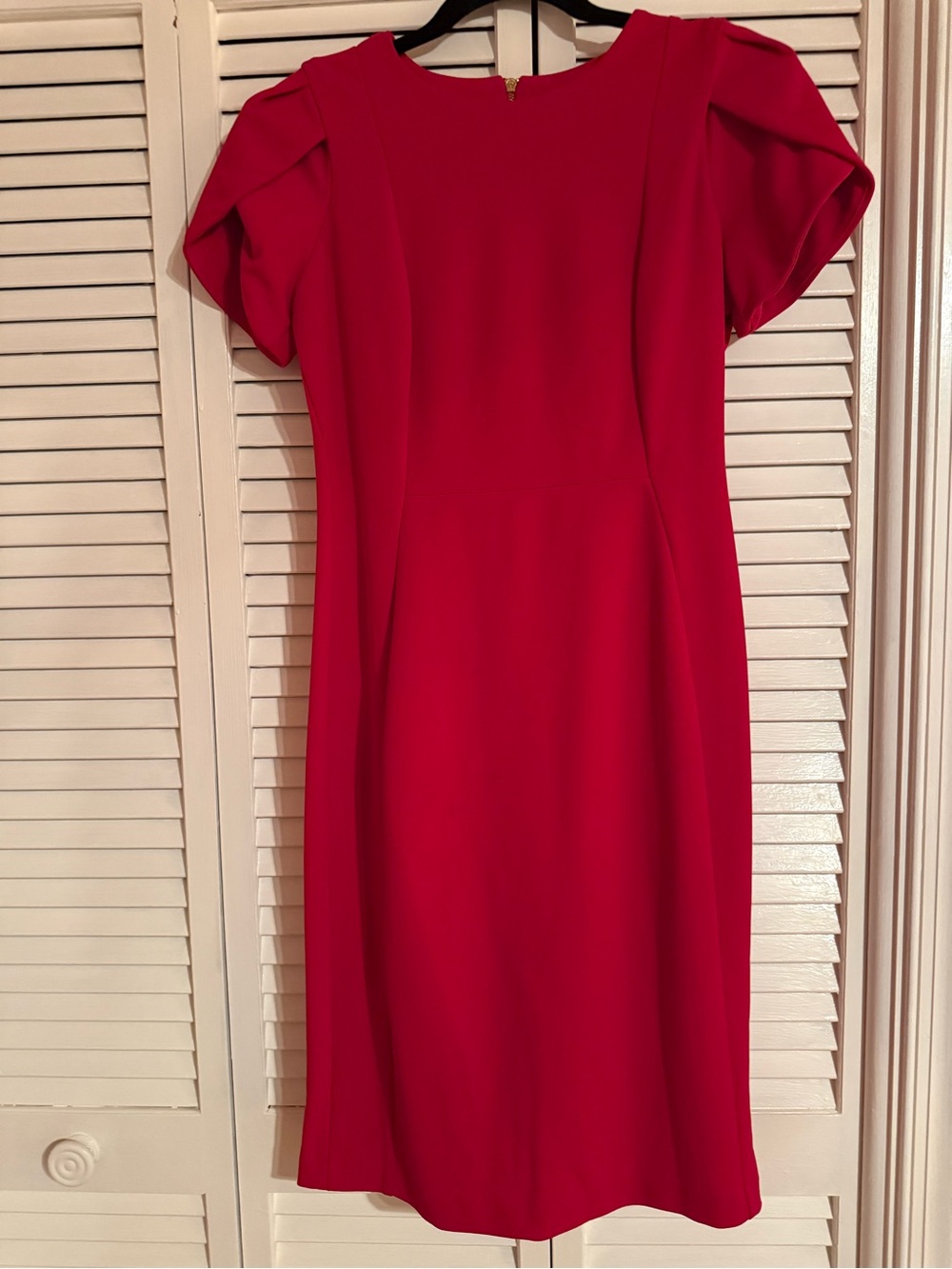 Calvin Klein Vibrant  Red Midi Sheath Dress